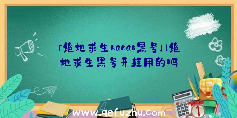 「绝地求生kakao黑号」|绝地求生黑号开挂用的吗